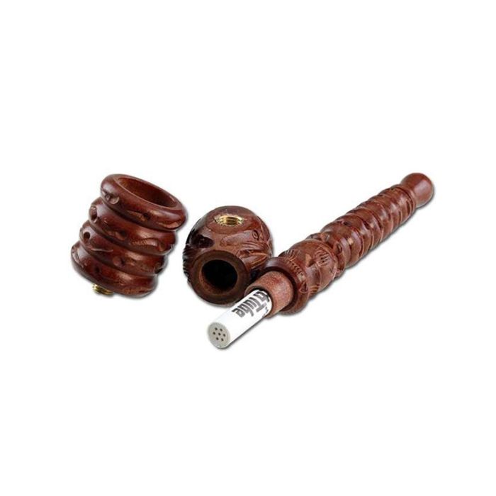 Filter weed pipe made of mango wood with woodcarving
