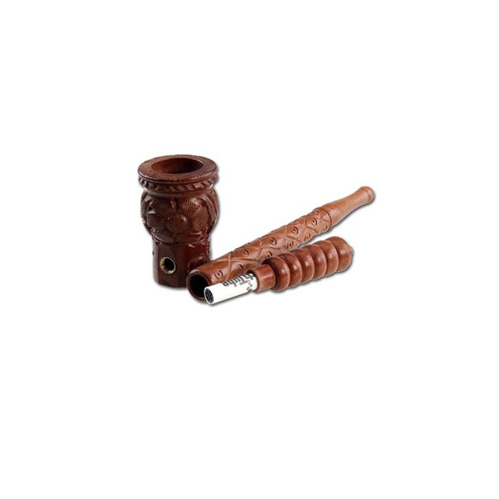 Filter weed pipe made of mango wood with woodcarving