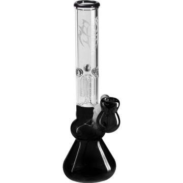 Glass Percolator Ice Bong (Black Leaf)