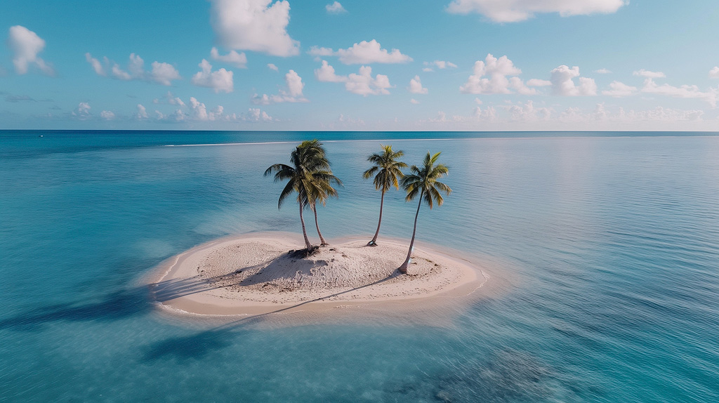 A tropical island generated by AI, resembling a dream scene.