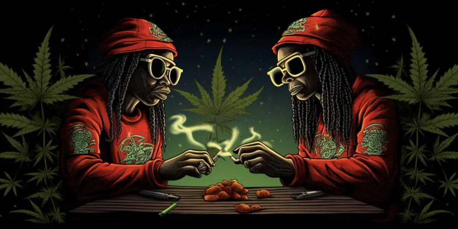 Twins smoking a joint